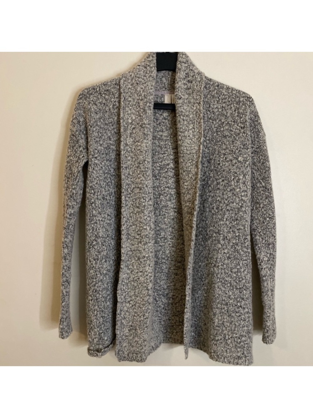 Gray wool blend knit Open-Front Cardigan